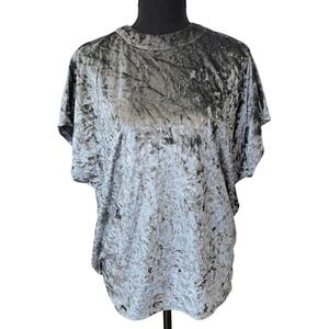 Silver Crushed Velvet Top Womens 2XL Draped Back Luxe Glam Whimsigoth Goth Party